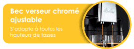 Bec verseur ajustable : S�adapte � toutes les hauteurs de tasses