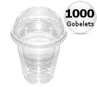 1000 gobelets transparents 48cl + couvercles bomb�s