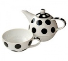 Th�i�re � pois noir et sa tasse assortie