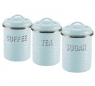 3 boites Caf� - Th� - Sucre bleues look Vintage