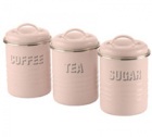 3 boites Caf� - Th� - Sucre roses look Vintage