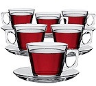 6 Tasses et sous tasses en verre 9cl