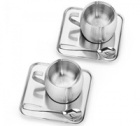 Tramontina -  Tasses espresso rondes + soucoupes inox mat X 2