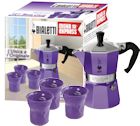 Cafeti�re italienne moka violette 3 tasses + 3 t bicchierini violettes