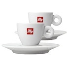 Lot 2 tasses porcelaines Illy logo Espresso + sous-tasses