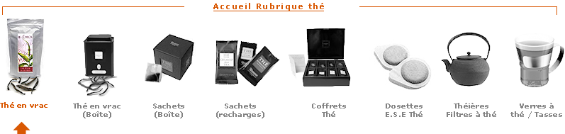 Nous proposons une s�lection de th� noir, th� vert, th� blanc, th� aromatis� ou parfum�, Rooibo des maisons fran�aises les plus reconnues (Th� George Cannon, Palais des Th�s). Le th� en vrac est de plus en plus tendance et cette s�lection a aussi pour but de d�mocratiser et faire d�couvrir la richesse gastronomique et culturelle du th�.  Deux grandes familles cohabitent dans notre s�lection : Les th�s d'origine : Achet�s directement aupr�s des planteurs et des fermiers, tous les th�s font l'objet d'une s�lection rigoureuse des experts. La Chine, l'Inde, le Japon, Ta�wan, le N�pal et Sri Lanka sont les principaux pays d'origine repr�sent�s au sein de cette s�lection.  Les th�s parfum�s : Aromatiser un th�, riche de son propre parfum, avec des fleurs, des fruits ou des huiles essentielles est une pratique exigeante. Bien ma�tris�e, elle propose des r�sultats aussi originaux que surprenants : le Th� des Moines ou le Th� du Hammam en sont d'excellents exemples � d�couvrir. 