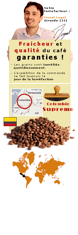caf� en grains Colombie de notre torr�facteur