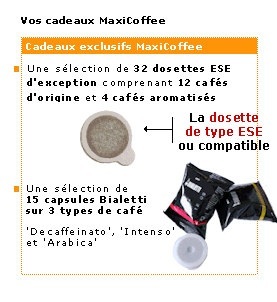 Capsules Mokona et dosettes ESE en cadeau pour une Bialetti Mokona