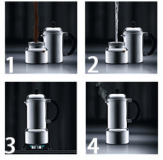 utilisation de la cafeti�re � pistion