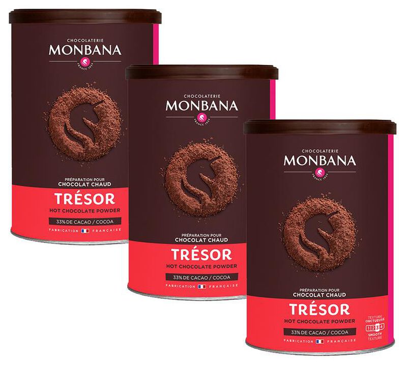 Pack 3 Chocolats Poudre Tr&eacute;sor Chocolat - Vrac 3 x 250 g - MONBANA image number 0
