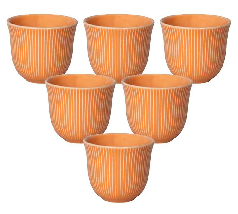 6 Tasses &agrave; caf&eacute; emboss&eacute;es 250 ml orange - LOVERAMICS image number 0