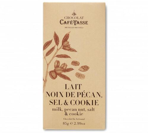 Caf&eacute; Tasse Milk Chocolate Bar with Pecan Nuts Salt & Cookies - 85g