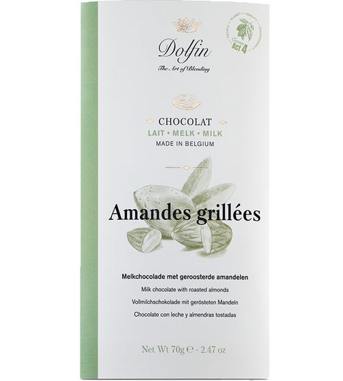 Dolfin Milk Chocolate Bar with Roasted Almonds - 70g
