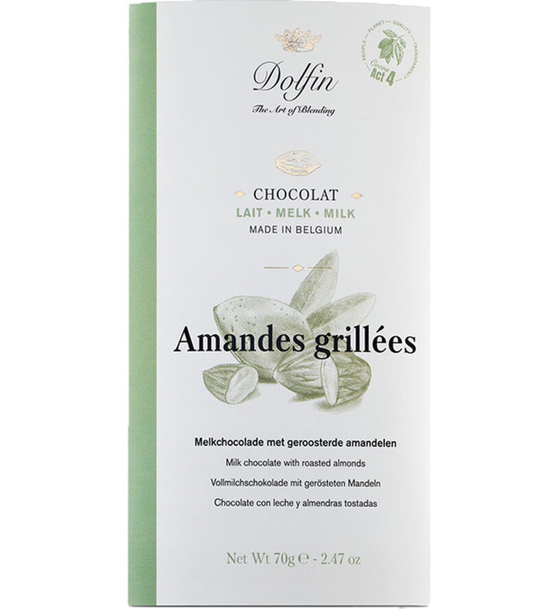 Tablette Chocolat au Lait & Amandes Grill&eacute;es - 70 g - DOLFIN image number 0
