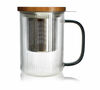 Tisani&egrave;re en verre 475ml Gris fum&eacute; et couvercle bois acacia - OGO living image number 0