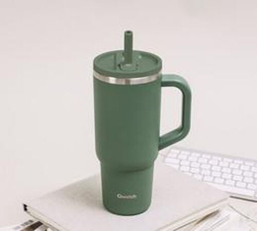 Gourde isotherme paille et bouchon &eacute;tanche kaki - 90 cl - QWETCH image number 2
