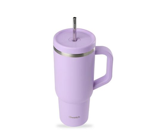 Gourde isotherme avec paille Travel cup lavande - 90 cl - QWETCH image number 1