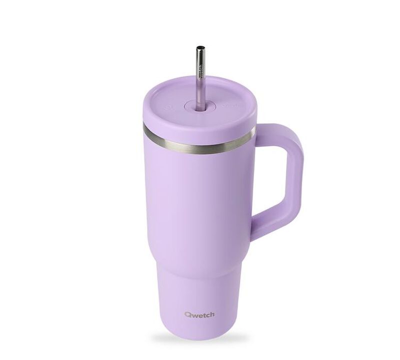 Gourde isotherme avec paille Travel cup lavande - 90 cl - QWETCH image number 1