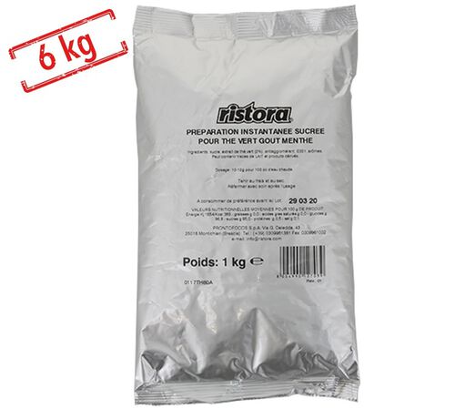 Pack Th&eacute; Vert &agrave; la Menthe Instantan&eacute; - Vrac 6 x 1 kg - RISTORA
