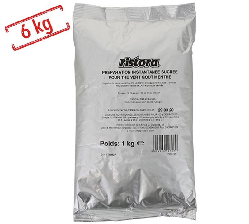 Pack Th&eacute; Vert &agrave; la Menthe Instantan&eacute; - Vrac 6 x 1 kg - RISTORA image number 0