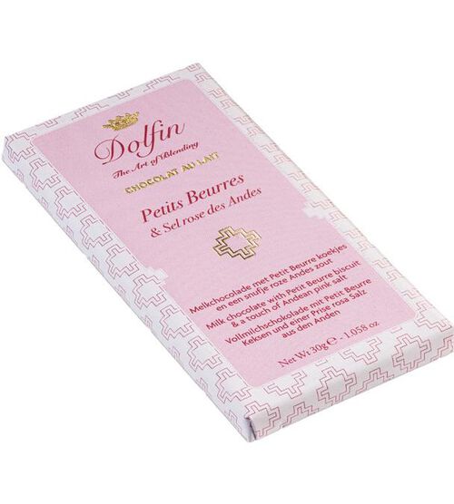 Tablette Chocolat Lait Petits Beurres Sel Rose des Andes - 30 g - DOLFIN image number 1