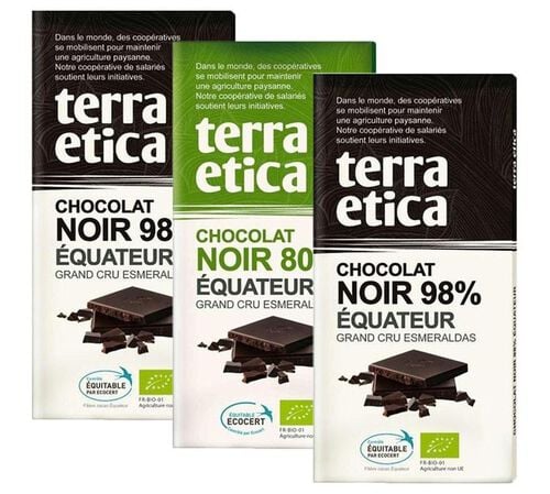 Pack 3 Tablettes Chocolat Noir 98% & 80% Bio - 3 x 100 g - TERRA ETICA