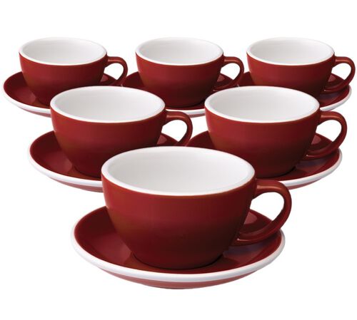 6 Tasses Caf&eacute; Latte et sous-tasses Egg 30 cl Rouge - Loveramics