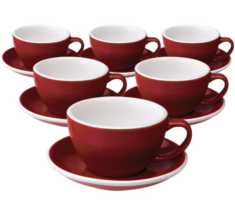 6 Tasses Caf&eacute; Latte et sous-tasses Egg 30 cl Rouge - Loveramics image number 0