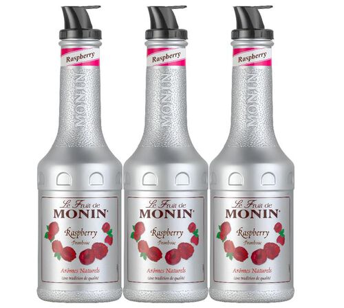 Lot de 3 Pur&eacute;es de Fruit de Monin - Framboise - 3 x 1L