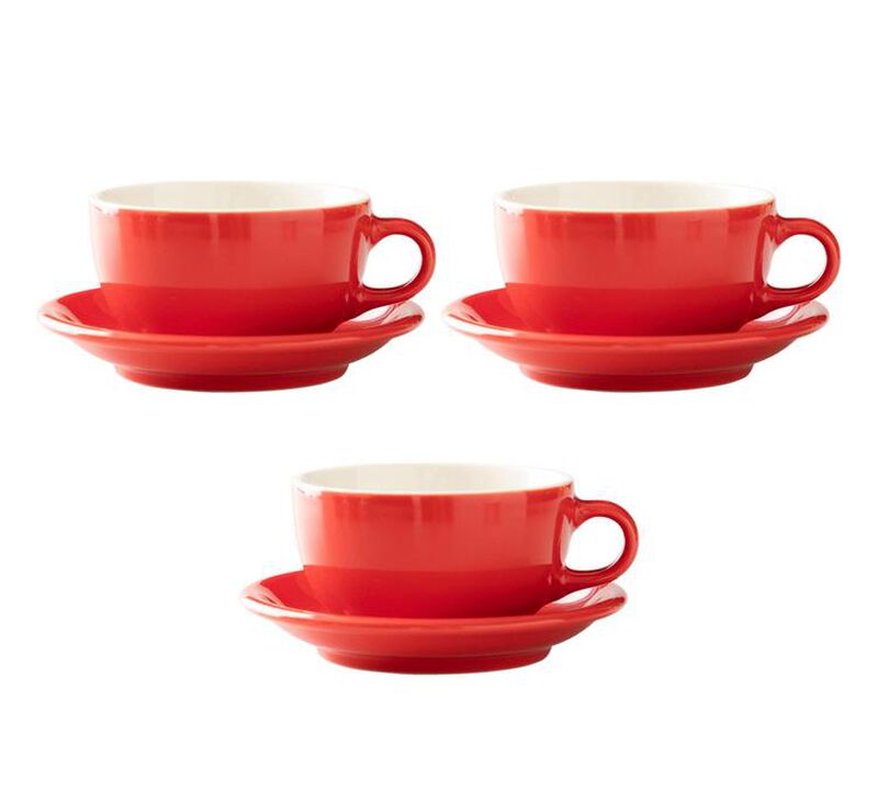 Lot 3 tasses et 3 sous tasses Latte Bowl red - ORIGAMI image number 0