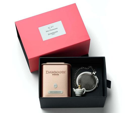 Coffret Th&eacute; vert Miss Dammann - Bo&icirc;te vrac 50g + boule &agrave; th&eacute; - DAMMANN FR&Egrave;RES image number 1