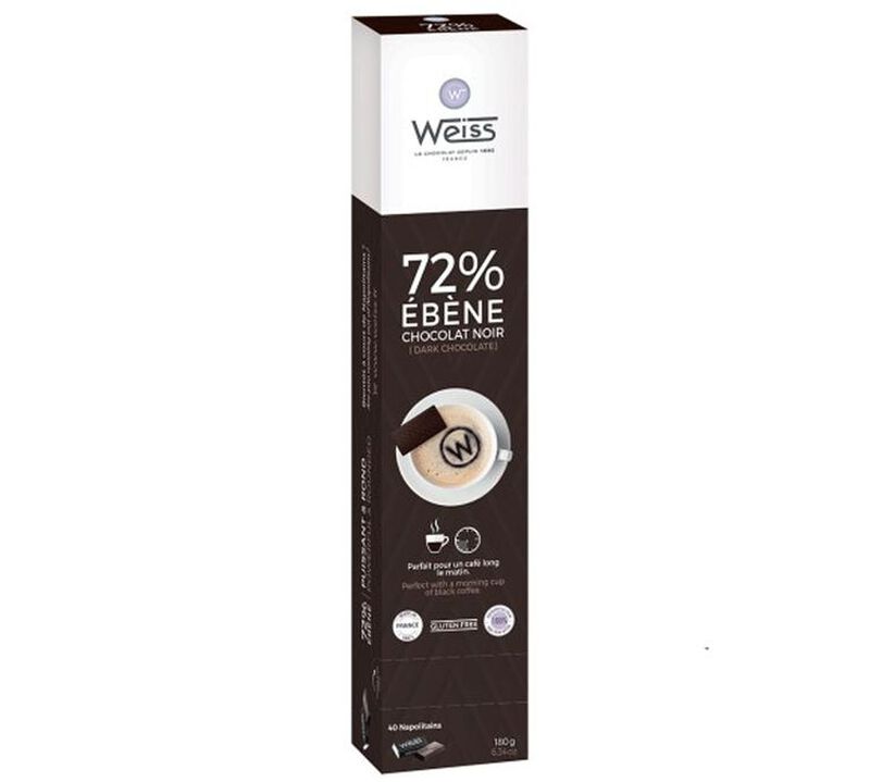 Chocolat Noir Eb&egrave;ne 72% - 40 napolitains - MAISON WEISS image number 0
