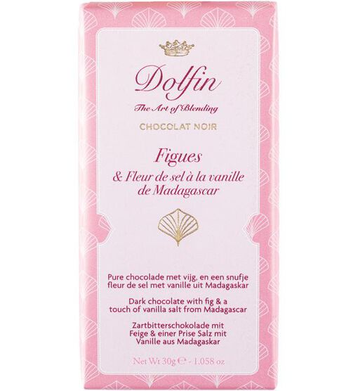 Dolfin Dark Chocolate Bar with Figs, Sea Salt & Madagascan Vanilla - 30g