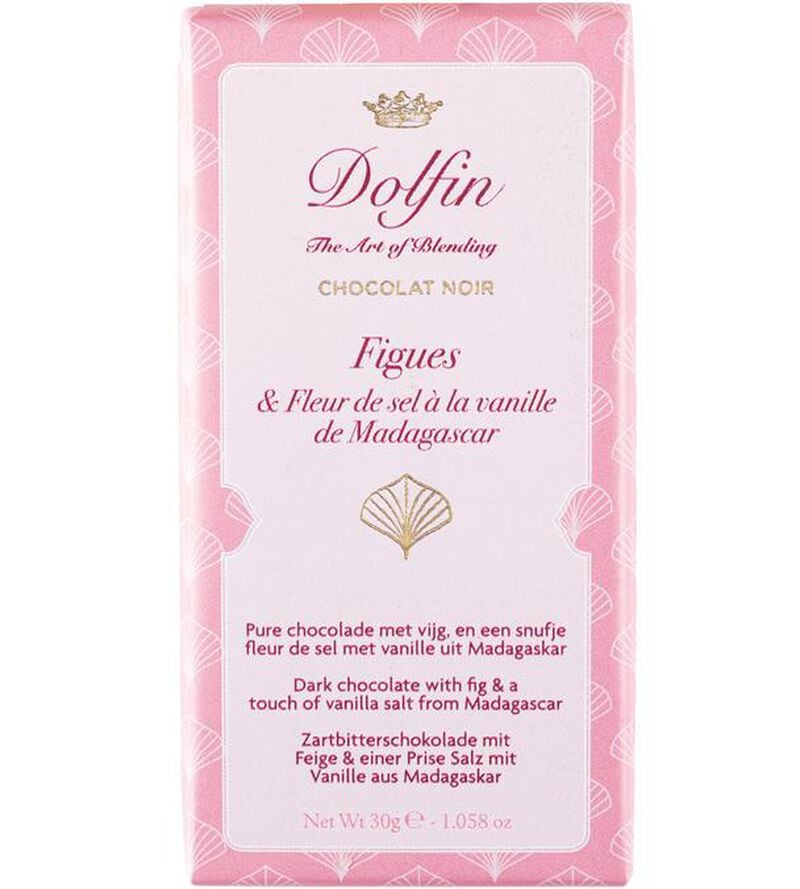 Tablette Chocolat Noir Figues Fleur de Sel &agrave; la Vanille de Madagascar - 30 g - DOLFIN image number 0