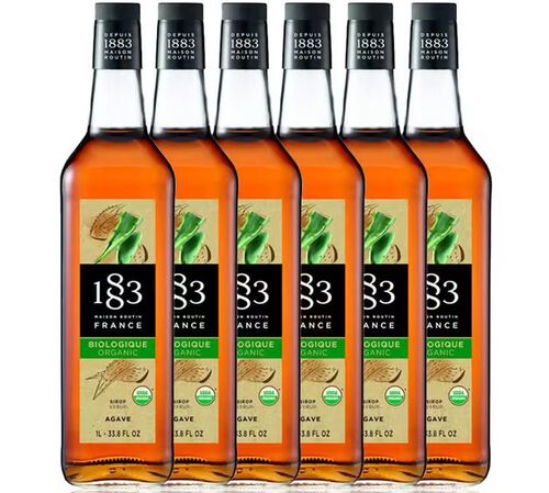 Lot 6 Sirops Bio d'Agave - Bouteille verre 6x1L - 1883 ROUTIN