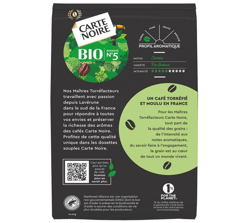 60 dosettes Caf&eacute; BIO - CARTE NOIRE image number 1