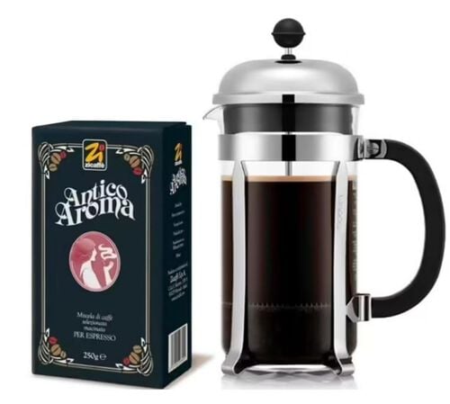 Pack cafeti&egrave;re &agrave; piston Chambord 1L de Bodum + 250gr Caf&eacute; moulu Antico Aroma de Zicaff&egrave;