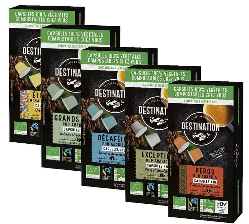 Pack d&eacute;couverte 50 capsules compatibles Nespresso* Original - Fairtrade/Max Havelaar/ BIO - DESTINATION image number 0