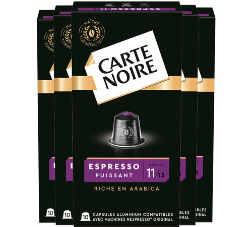 50 capsules compatibles Nespresso* Original Espresso Puissant n&deg;11 - CARTE NOIRE