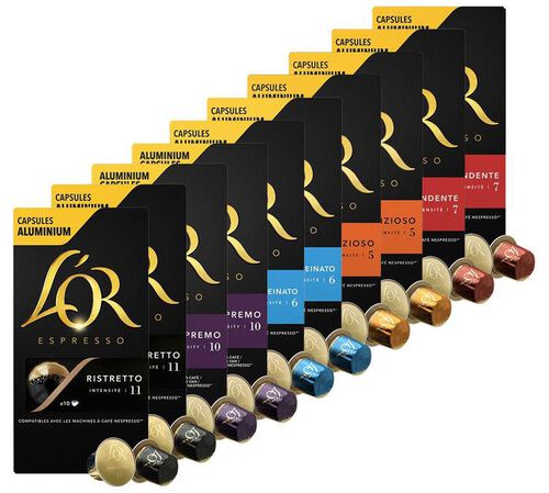 Kit Assaggio 100 capsule compatibili Nespresso* Original e L&rsquo;OR Barista