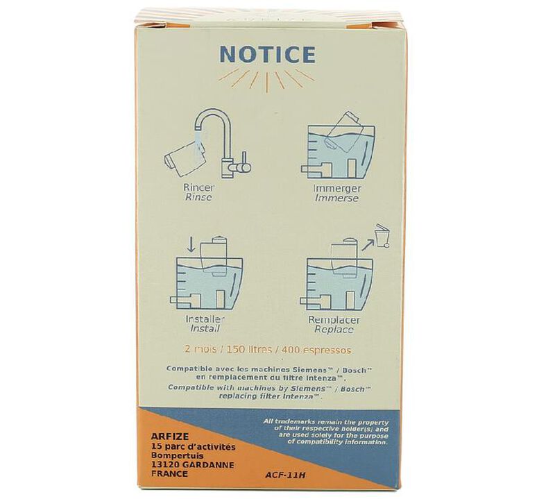 ARFIZE - ACF-11H Water Filter Compatible with Brita Intenza Siemens Lavazza image number 2