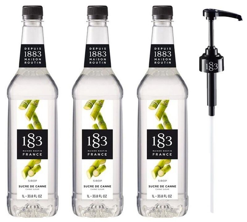Lot de 3 Sirops Sucre de Canne- Bouteille Plastique - 3x1L + Pompe doseuse 1883 ROUTIN image number 0