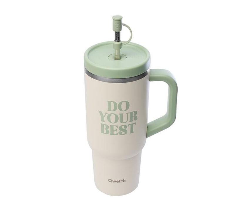 Gourde isotherme avec paille Travel cup Level up - 90 cl - QWETCH image number 1