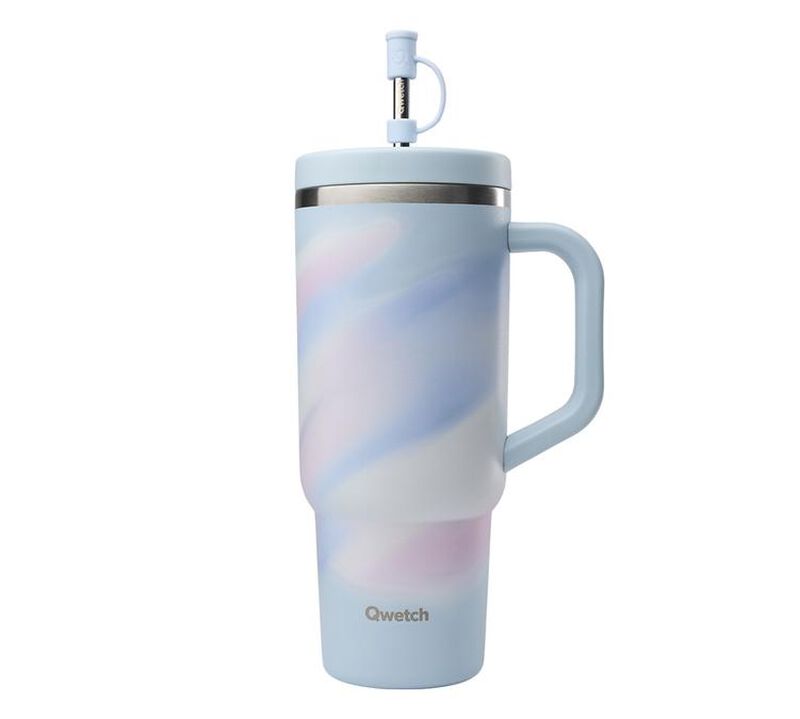 Qwetch Insulated Travel Bottle with Straw - Aura Pastel Blue - 90 cl image number 0