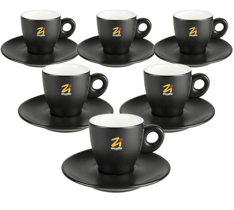 Zicaff&egrave; Set of 6 Black Cups and Saucers - 7cl image number 0