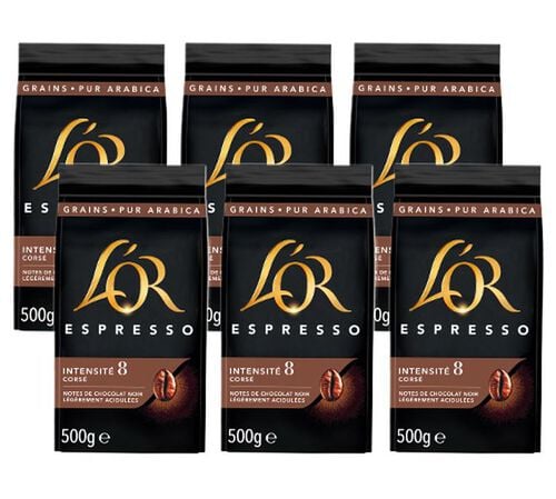 6 x 500 g - Caf&eacute; en grain - Espresso - L'OR