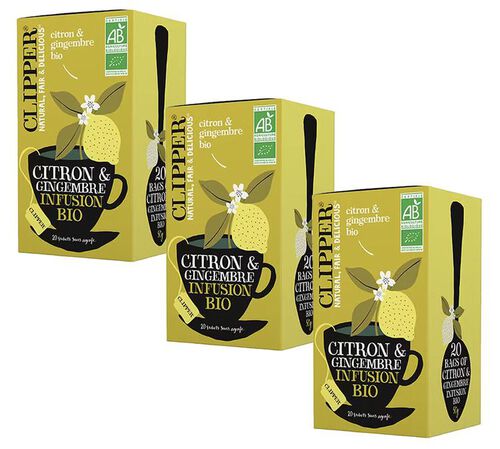 Pack Infusion Gingembre Citron Bio - 3 x 20 sachets - CLIPPER