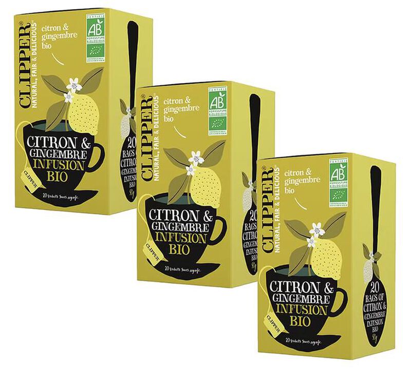 Pack Infusion Gingembre Citron Bio - 3 x 20 sachets - CLIPPER image number 0