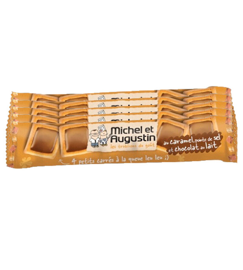 Lot 4 Carr&eacute;s au Caramel Pointe de Sel Chocolat au Lait - x 5 sachets - MICHEL & AUGUSTIN image number 0