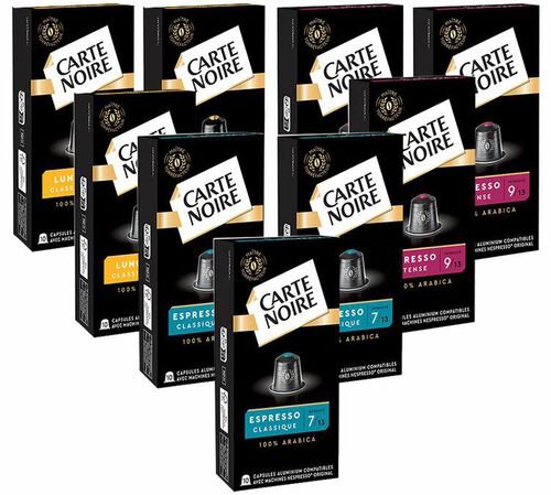 Pack d&eacute;couverte 90 capsules compatibles Nespresso* Original N&deg;6 - 7 - 8 - CARTE NOIRE